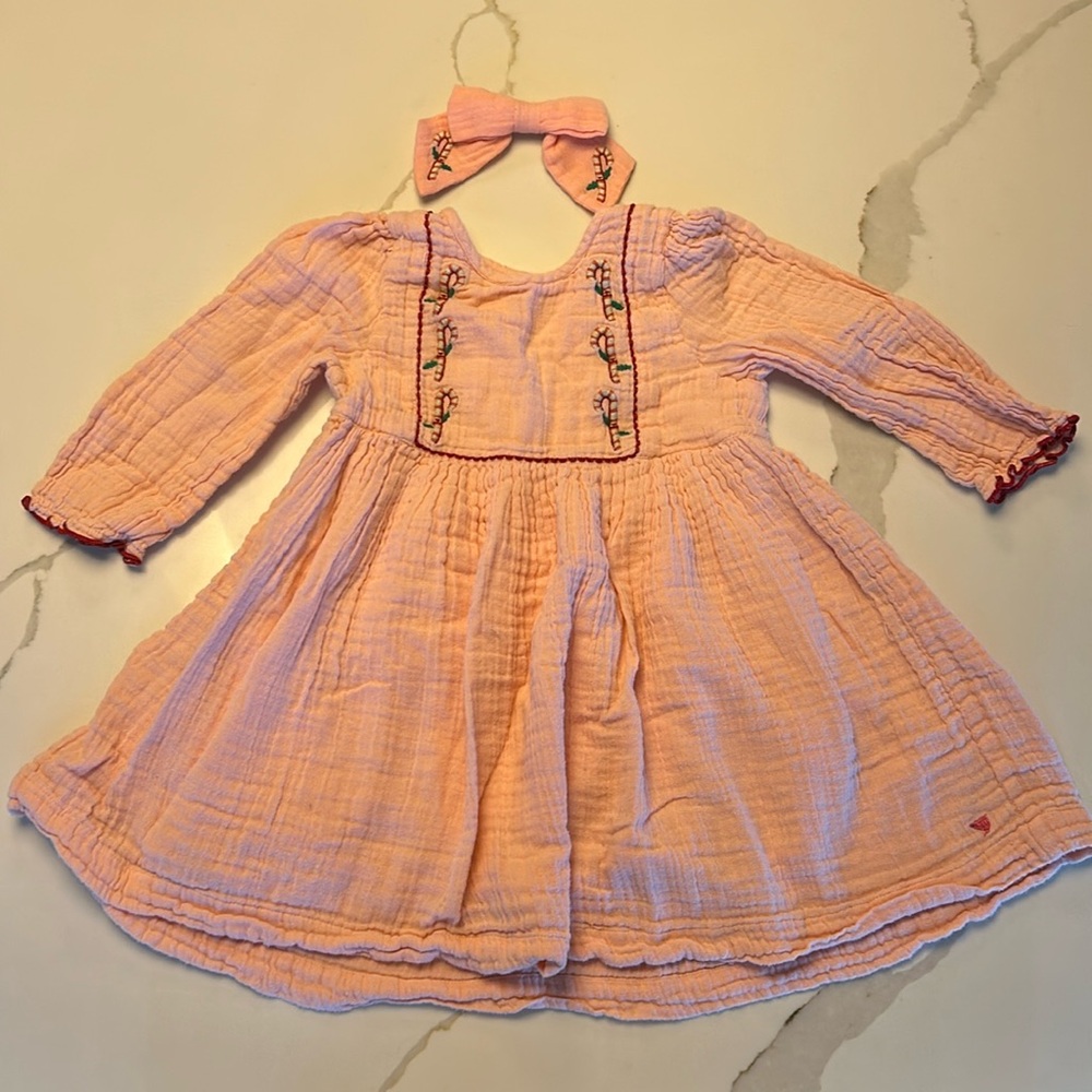Pink Chicken Candy Cane Dress & Bow